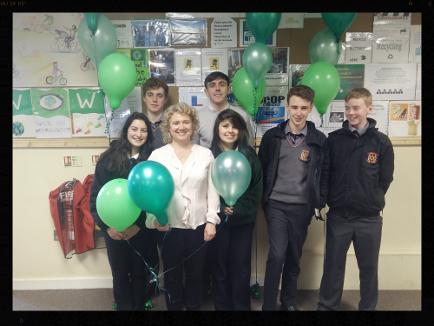 Students of the Green School Committee at the launch of Biodiversity week at Colaiste Muire on Monday 6th of March 2017. The whole school took part in spending the first class looking through the Power Points of the importance of Biodiversity. This was done in order to raise awareness of Biodiversity in the school.
